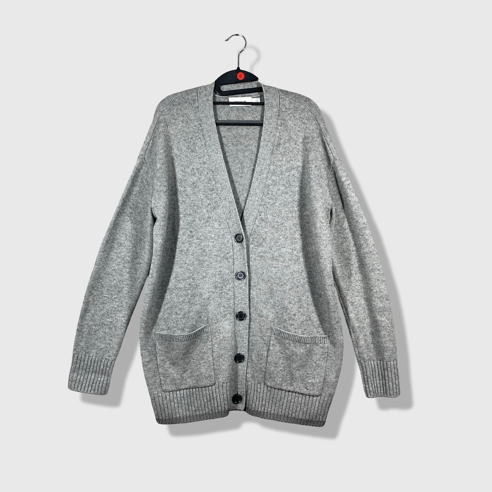 Coach 1941 Cardigan Sweater Womens S Gray‎ Wool Cashmere Blend Luxe Minimalist